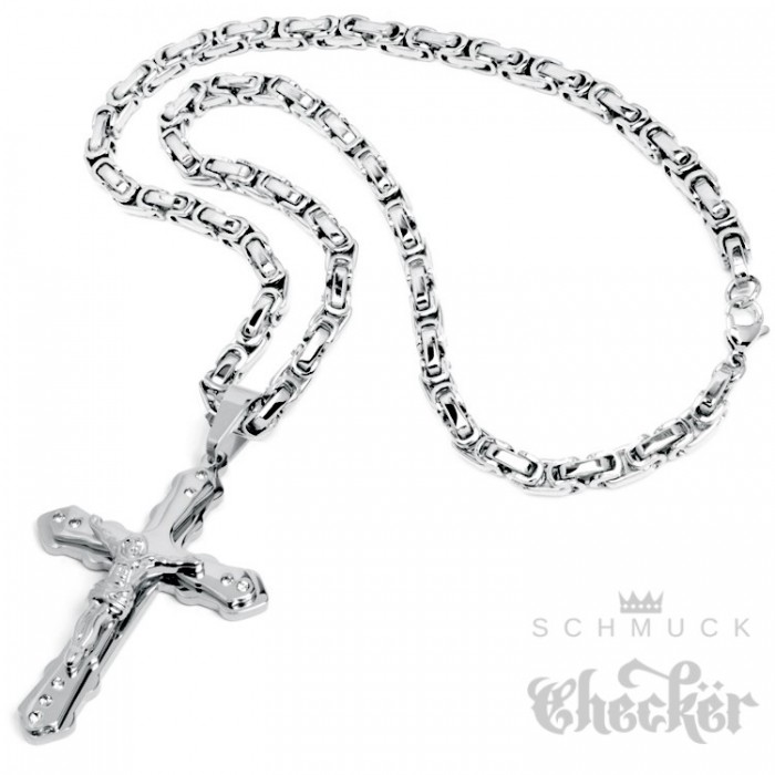 fach übereinander angeordnet Königskette Halskette mit Kreuz Anhänger • Kreuz 3 