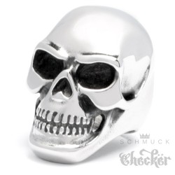Massiver XXL Edelstahl Ring groß silber Skull Totenkopf Schädel Bikerring Rocker