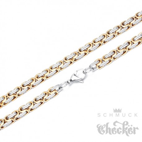 Herren Edelstahl Halskette Königskette Byzantiner Kette silber gold schwarz 60cm 
