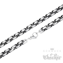 Edelstahl Königskette silber schwarz Männer Halskette hochwertig 60cm Hiphop Kette