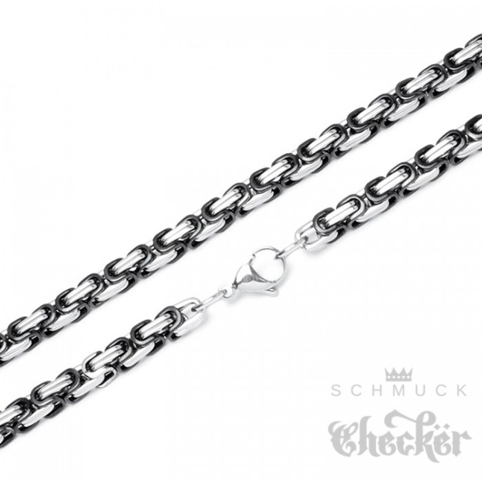 Biker Herren Damen Schwarz Onyx Perlen Halskette Schädel aus Edelstahl mit Schwarzen Zirkonia 