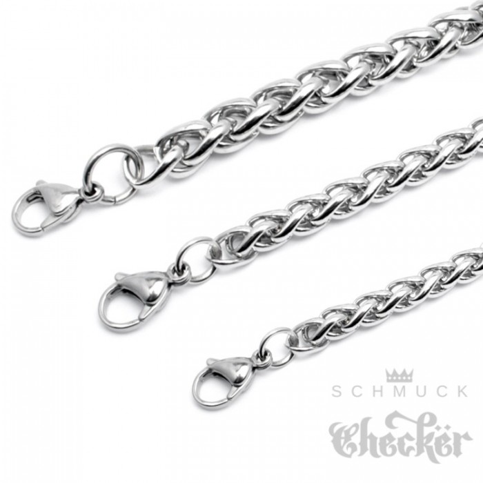 Laenge 50cm N5 OE Breite 6mm Schmuck Herren-Kette Silber Edelstahl Halskette 
