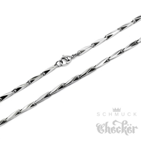 Edelstahl Kette Damen Herren Halskette Silber Ausgefallene Besondere Form 55cm