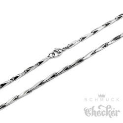 Schicke Glieder-Kette aus Edelstahl silber dick dünn ausgefallen besondere Halskette