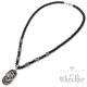 Herren Halskette Onyx Perlen Bead Kette schwarz Kreuz Lilie Edelstahl Mensbead Biker