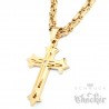 Herren Edelstahl Halskette Kreuz Anhänger gold vergoldet + 60cm Königskette