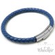 Blaues Armband aus echtem Leder mit Edelstahl Verschluss geflochten 6mmØ