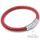 Rotes Armband aus echtem Leder mit Edelstahl Verschluss geflochten 6mmØ