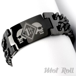 Mot Roll Schwarzes Onepercenter Armband aus Edelstahl 1%er Bikerarmband Outlaw
