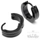 Schmale schwarze Ohrringe aus Edelstahl Klapp-Creolen mit Streifen poliert 13mm Ø