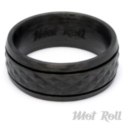 Mot Roll Schwarzer Carbon Ring mit Reifenprofil Reifen Bikerring Männergeschenk