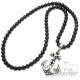 Onyx Perlen Halskette Anker Anhänger Totenköpfe Edelstahl schwarz matt Achat Beads