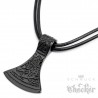 Edelstahl Anhänger keltisch germanisch Beil Axt Thor Hammer schwarz 1m Lederband