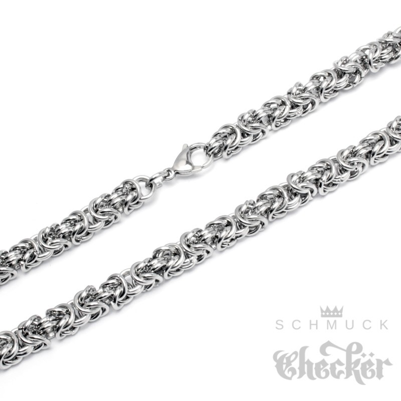 Edelstahl Königskette silber aus Byzantiner Halskette 1000 poliert 60cm Ringen Herren