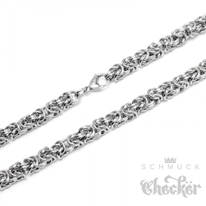Edelstahl Königskette teilmattiert glänzend 8 mm Byzantinerkette Halskette Kette 
