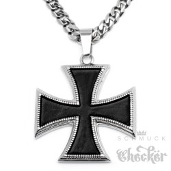 Eisernes Kreuz Anhänger aus Edelstahl silber schwarz Orden Panzerkette Halskette
