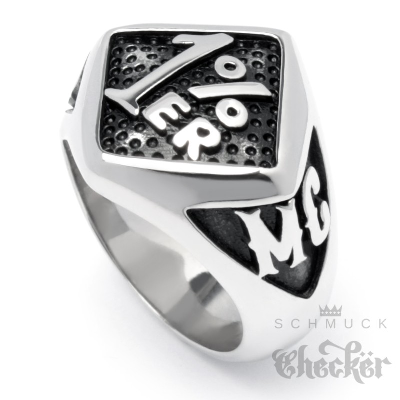 Onepercenter Ring Aus Massivem Edelstahl Outlaw Gesetzlos Bikerring 1 Er Hd Mc Schmuck Checker