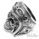 XL Totenkopf Ring mit Retro Motorradhelm aus Edelstahl großer Skull Bikerring