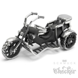 Kleiner Skelett Motorrad Anhänger aus Edelstahl Totenkopf Bike silber Skull mit Kette