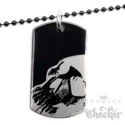 Edelstahl Dog Tag Erkennungsmarke hochwertig schwarz Totenkopf Schädel 60cm Kette