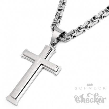 Kette Halskette Kreuz Anhänger Herrenkette Herren Männer Silber 