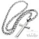 Herren Edelstahl Halskette Kreuz Anhänger silber + 60cm Königskette für Männer
