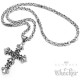 Lilien Kreuz Anhänger aus Edelstahl 316L silber Fleur de Lis Königskette Halskette