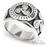 Edelstahl-Ring mit keltischer Triskele nordisch germanisch Dreier-Spirale silber massiv