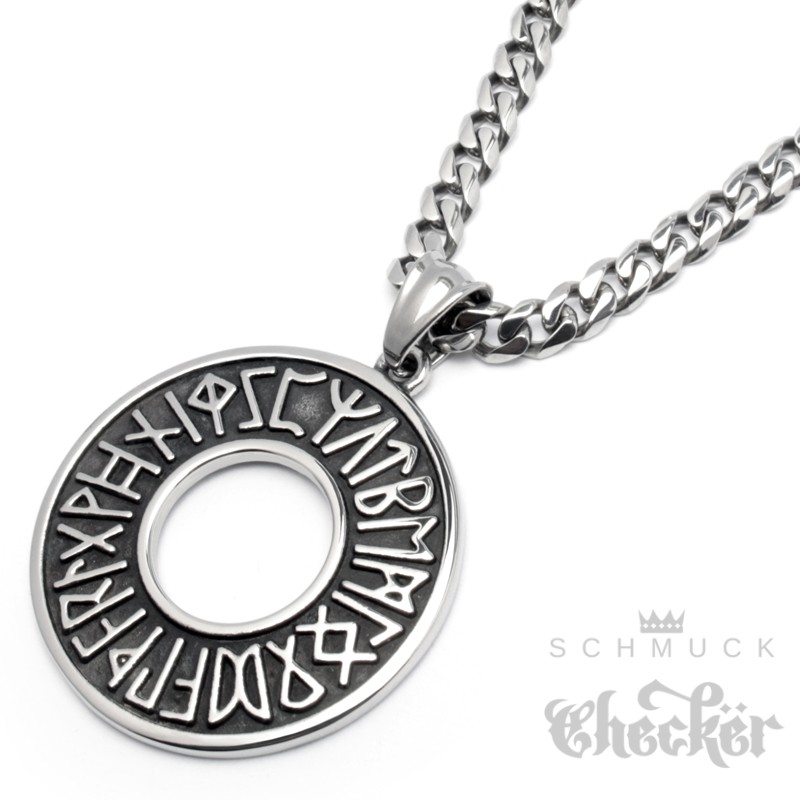 Wikinger Vegvisir Runen Amulett Halskette inklusive Edelstahlkette 