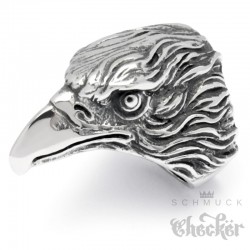 Großer XL Adler Ring aus Edelstahl hochwertig silber Bikerring Männerring Vogel