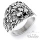 Ring mit Löwe aus Edelstahl silber hochwertig Löwenkopf Bikerring Herrenring Lion