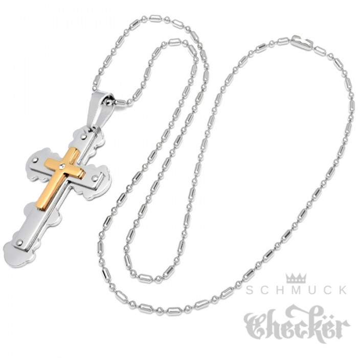 PROSTEEL Halskette Edelstahl Kreuz Charme Anhänger Halskette Christlicher Modeschmuck für Damen Herren 