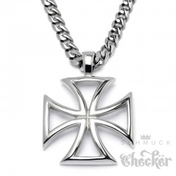 Massiv Edelstahl Herren Anhänger Eisernes Kreuz Iron Cross silber + 60cm Kette