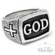 GOD Ring mit 2 Kreuzen aus Edelstahl Christlicher Bikerring Gott Kreuz silber