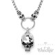 75cm lange Halskette mit Totenköpfen Edelstahl Bikerschmuck hochwertig silber Skulls