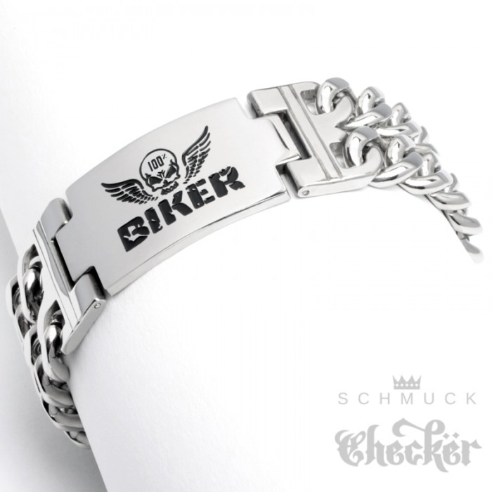 Rocker Armband bracelet Edelstahl Panzerarmband brushed Biker A045 