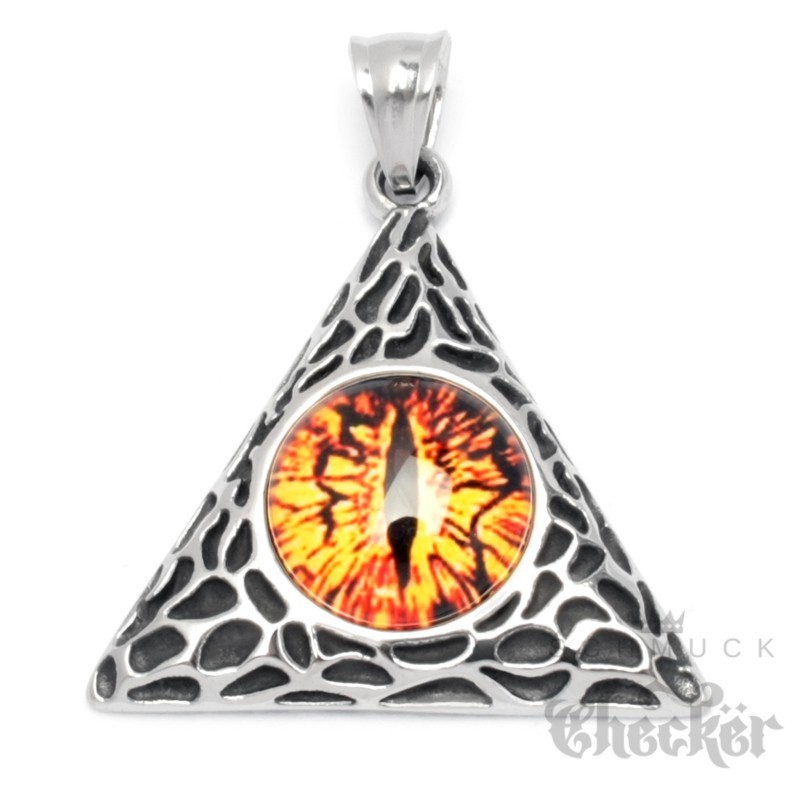 Evil Eye Anhänger aus Edelstahl Feuer Auge Sonne Mond Sterne Amulett +  Halskette