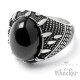 Ring aus Edelstahl mit großem Onyx Stein schwarz silber einigartig Damen Herren