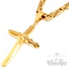 Vorgoldeter Kreuz Anhänger mit Königskette 18k Gold 316L Edelstahl Männer Halskette
