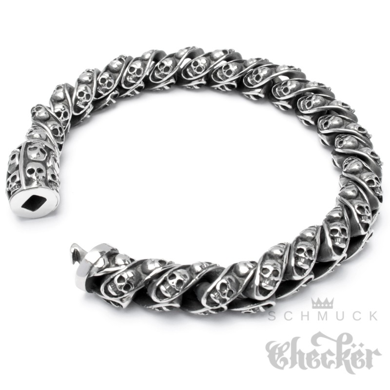 Guntwo Herren Skull Metall Totenkopf Armband Biker Bracelet Armbänder B0062 DE 