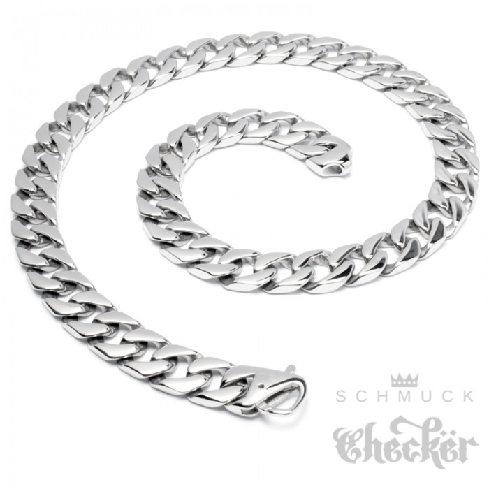 Laenge 50cm N5 OE Breite 6mm Schmuck Herren-Kette Silber Edelstahl Halskette 