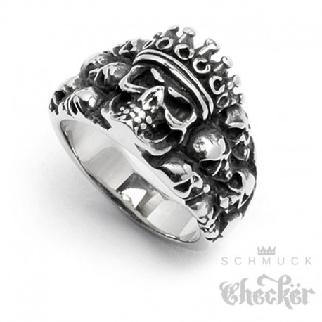Ring Totenkopfring Edelstahl Totenkopf Skull Ringe Silberweiß Biker Rocker Men's 