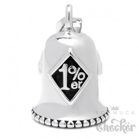 Onepercenter Biker-Bell aus Edelstahl silber gold poliert Einprozenter Glücksglocke