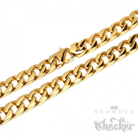 Breite Goldkette XXL Panzerkette aus Edelstahl Männer Halskette hochwertig gold