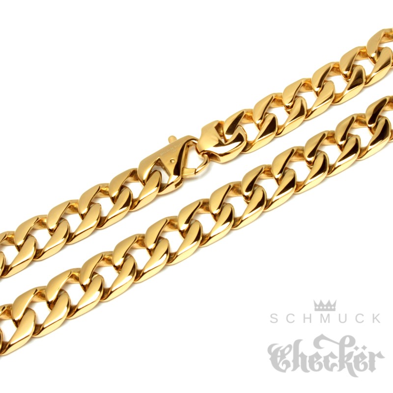 18k Goldkette Kette Edelstahl gold Halskette massiv Panzerkette Herren FREE!!!