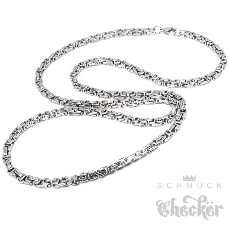 Edelstahl Kette Halskette Silber doppelte Königskette 60cm Dick Dünn Biker  Hiphop