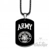 Schwarze US Army Kette aus Edelstahl Militär Hundemarke DogTag Anhänger Halskette