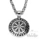 Massives Aegishjalmur-Amulett aus Edekstahl mit Halskette Schutzrunen Wikinger