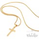 Kleines Kreuz aus Edelstahl gold schlicht Anhänger Herren Schmuck + Halskette