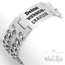 Herren Armband mit Wunsch-Gravur breites Edelstahl-Armband individuell Männer Geschenk